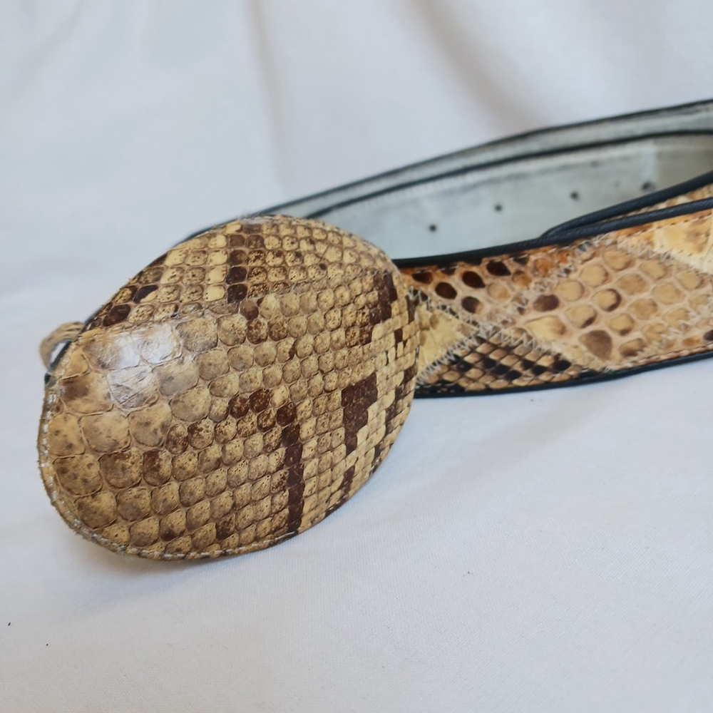 Vintage Genuine Python Skin Patchwork Belt Cowboy… - image 2